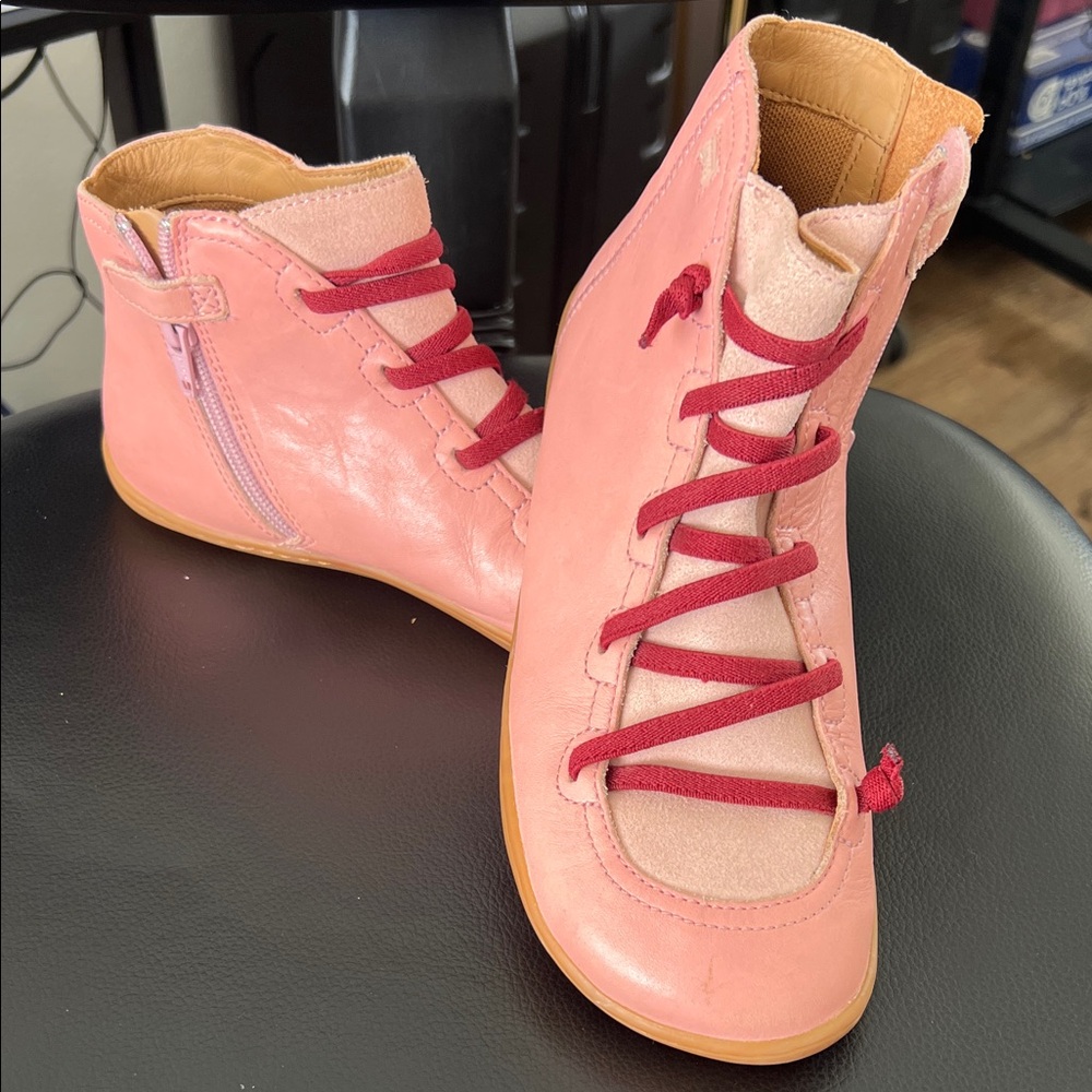 Women’s Pink Lace-Up Ankle Boots